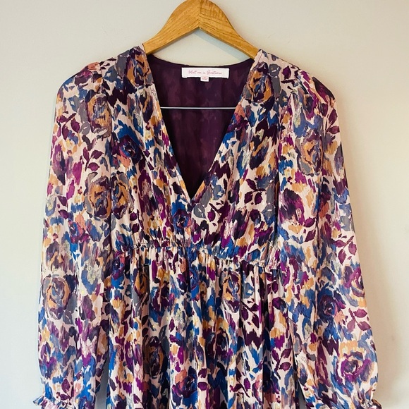 Meet Me In Santorini Ikat Flower Maxi Dress Anthro - Picture 4 of 11